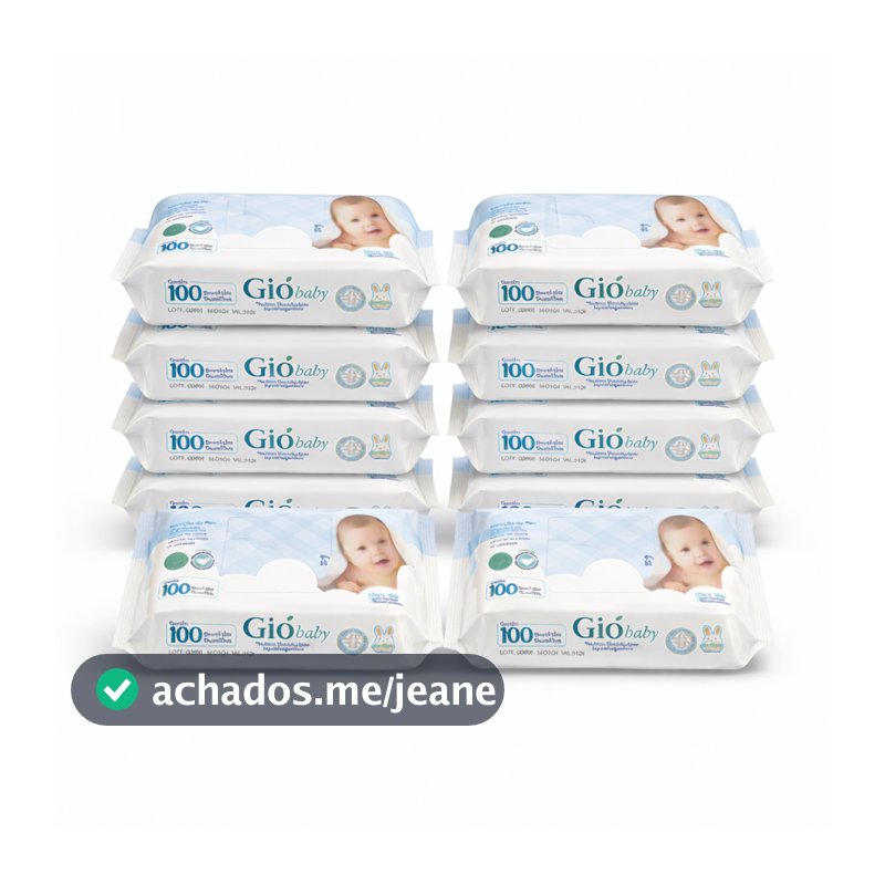 Kit 10 Toalhas Umedecidas Gio Baby 100 Folhas 98% Água Lenço Umedecido