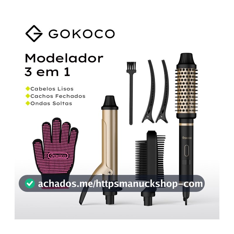 GOKOCO 3 Em 1 Multifuncional Paramodelar Modelador De Cachos Aparelho Cabelo liso Cachos Curtos E Grandese Ondulados