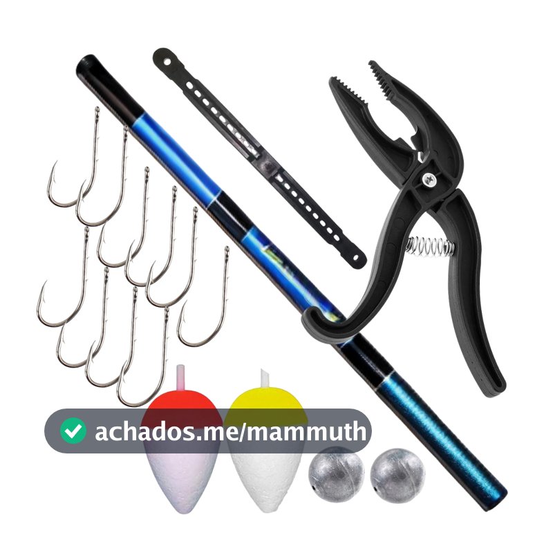 Kit Pesca Essencial Completo Vara Pesca Telescopica 2,10mts Anzois Chumbadas Boinha Enrolador de Linha Alicate Pega Peix
