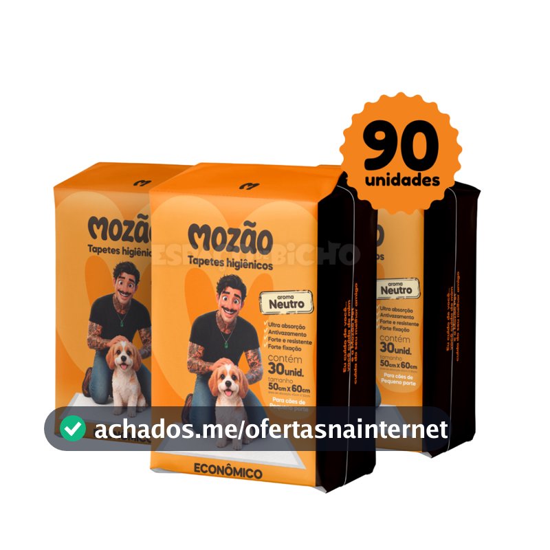 Kit Tapete Higiênico Mozão Aroma Neutro 50cmx60cm 90 Unidades