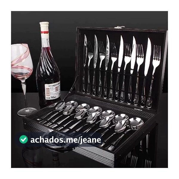 Jogo Talheres 24 Peças Faqueiro Inox Premium Luxo Com Maleta
