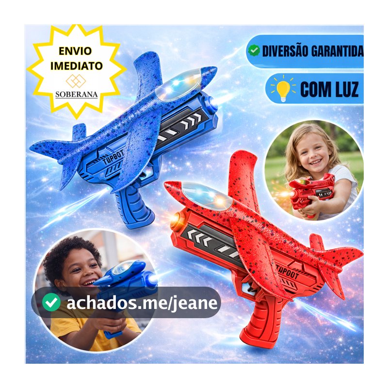 Lançador De Avião Grande24cm e 16cm Pequeno Brinquedo Para Criança Infantil Menina Planador Com Luz