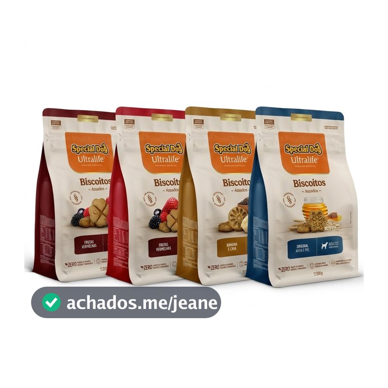 Petisco Biscoitos Special Dog Ultralife Frutas Vermelhas , Aveia e Mel ou Banana e Chia