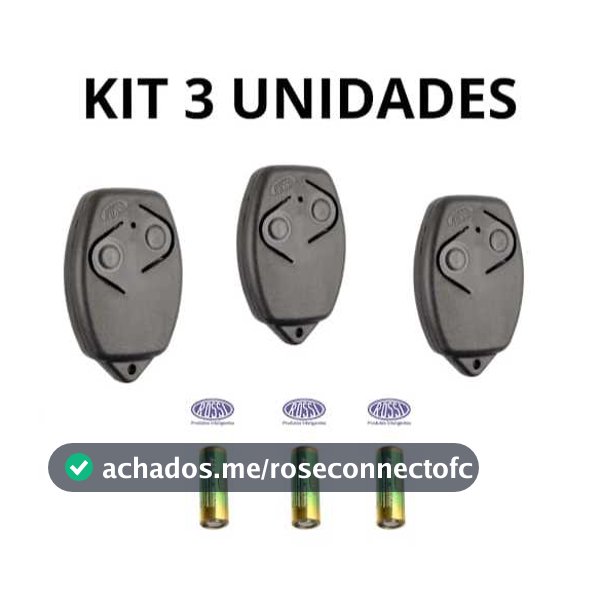 Kit 3 Unidades de Controle Remoto de Portão Rossi 433mhz