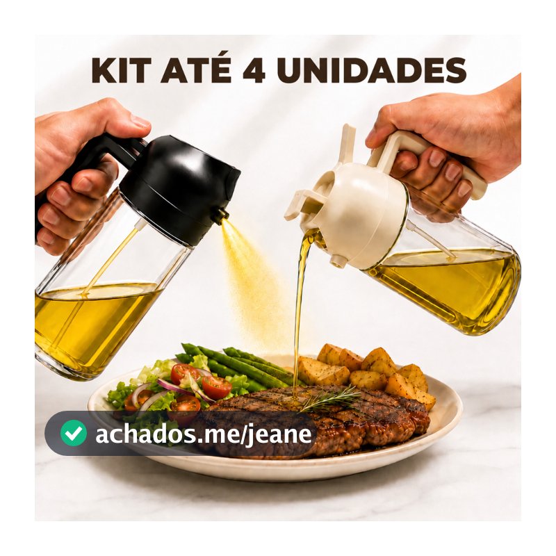Spray Azeite Galheteiro 2 em 1 Porta Oleo Vidro Borrifador e Dosador Vinagre Shoyu Cozinha 470ml