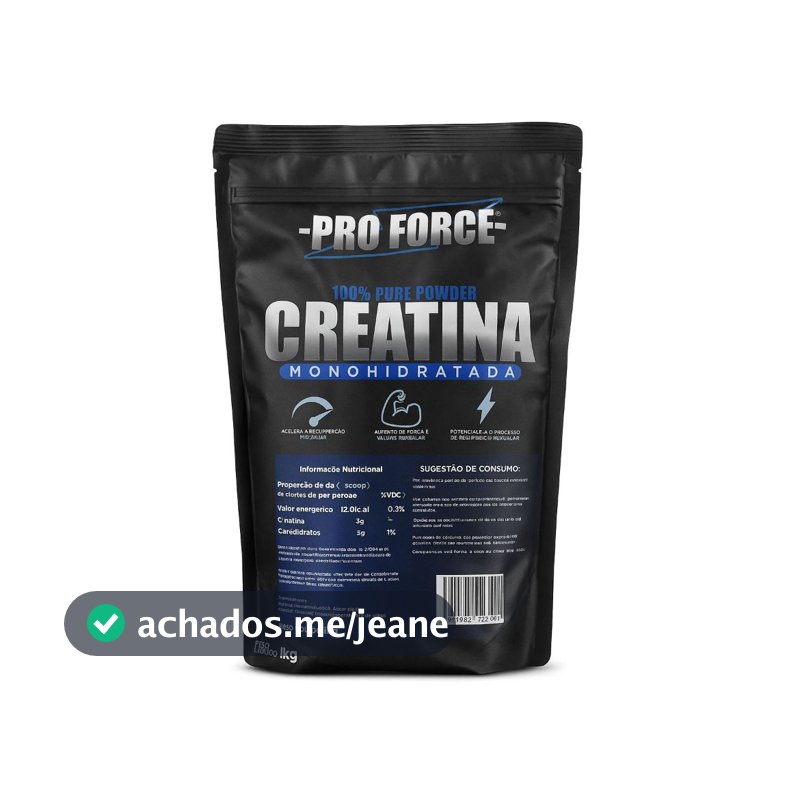 Creatina Monohidratada 100% Pura Pro Force 1kg – Suplemento Original para Força, Energia e Ganho Muscular