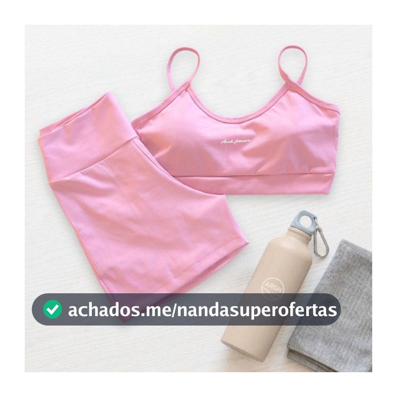 Conjunto Esportivo Fitness Feminino Top com Bojo e Shorts Conforto Sustentação Poliamida Academia Fitness