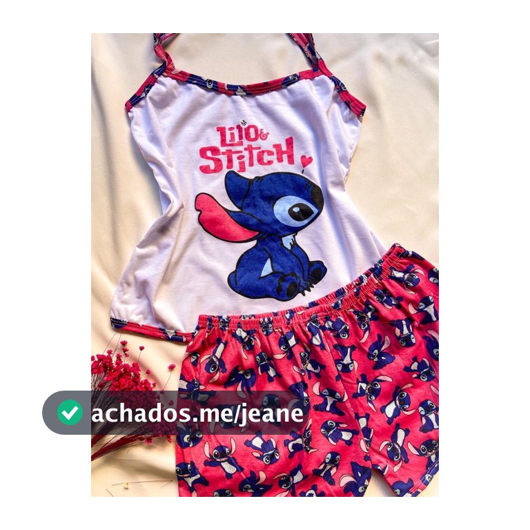 Short Doll VÍRGINIA Personagens Alça Malha Verão Pijama Blusa Short Estampado