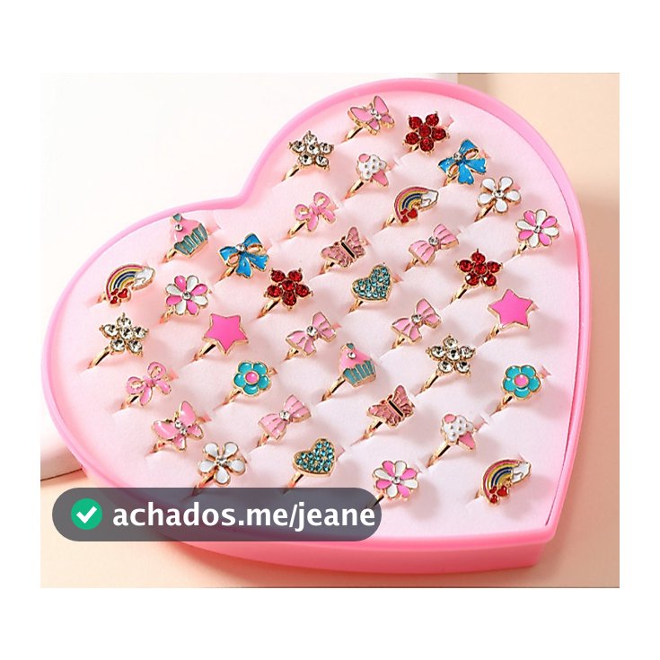 Kit 6-36 Unidades Anéis Sortidos Ajustáveis Menina