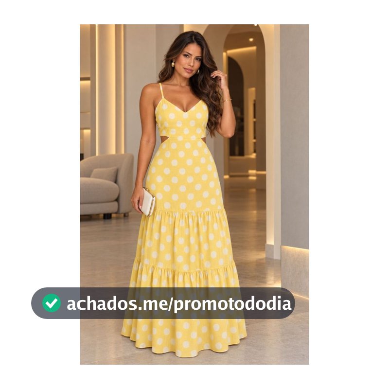 Vestido Longo Feminino Três Marias com Forro Alça Fina Acinturado Moda Verão