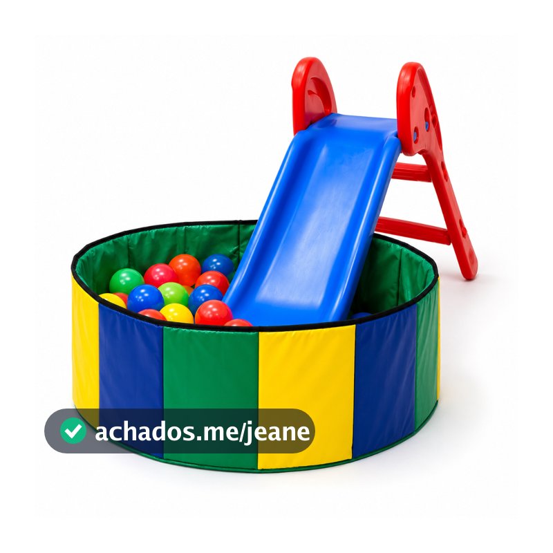 Kit Infantil Piscina de Bolinhas Redonda + 100 Bolinhas + Escorregador Seguro e Resistente