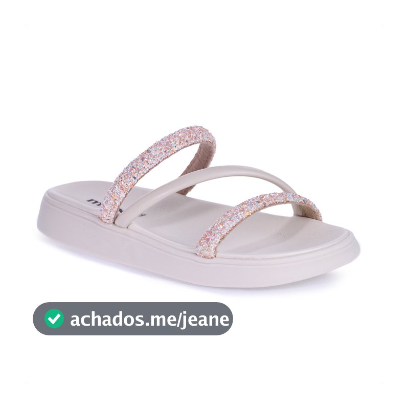 Sandália Moleca Tira Tripla Branco e Rosa - Feminino