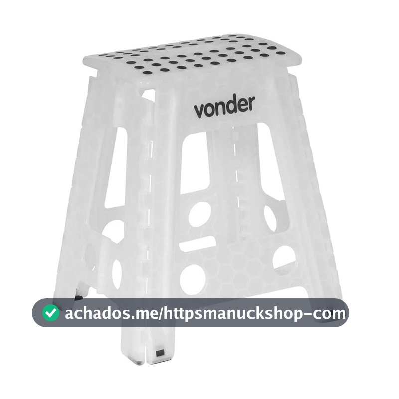 Banqueta Plástica Multiuso Dobrável 45cm Capacidade 150kg Vonder Branco