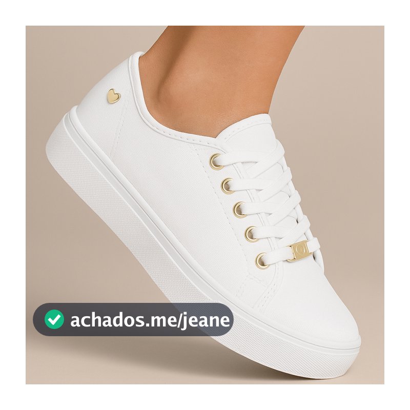 Tênis Feminino Pingente Coração Branco Casual Confortável Slip On