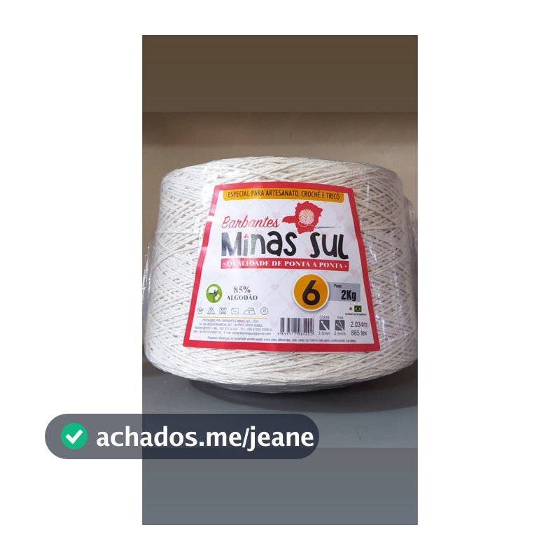 Barbantes Minas Sul Fio Cru 2kg N°6 e N°8 - Especial Para Croche