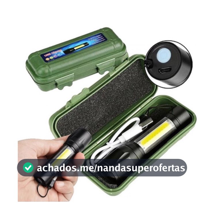 Mini Lanterna Tática Com Led E Zoom Recarregável Usb Lanterna De Mao 535