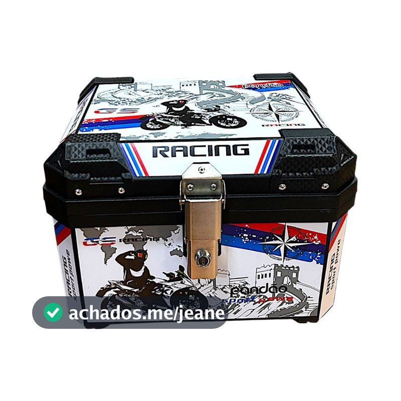 Baú Bauleto para Moto 45 litros Universal Base Kit Fixação Completo Trava Anti Furto