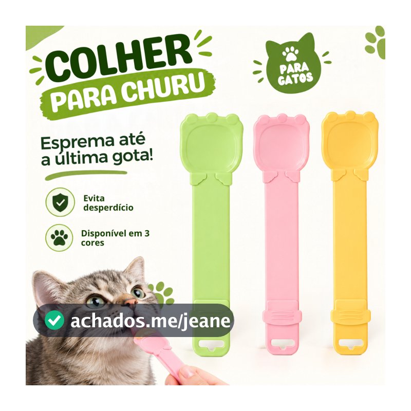 Colher para Gato Espremedora de Churu Sachê Petisco Suporte para Churu de Gato