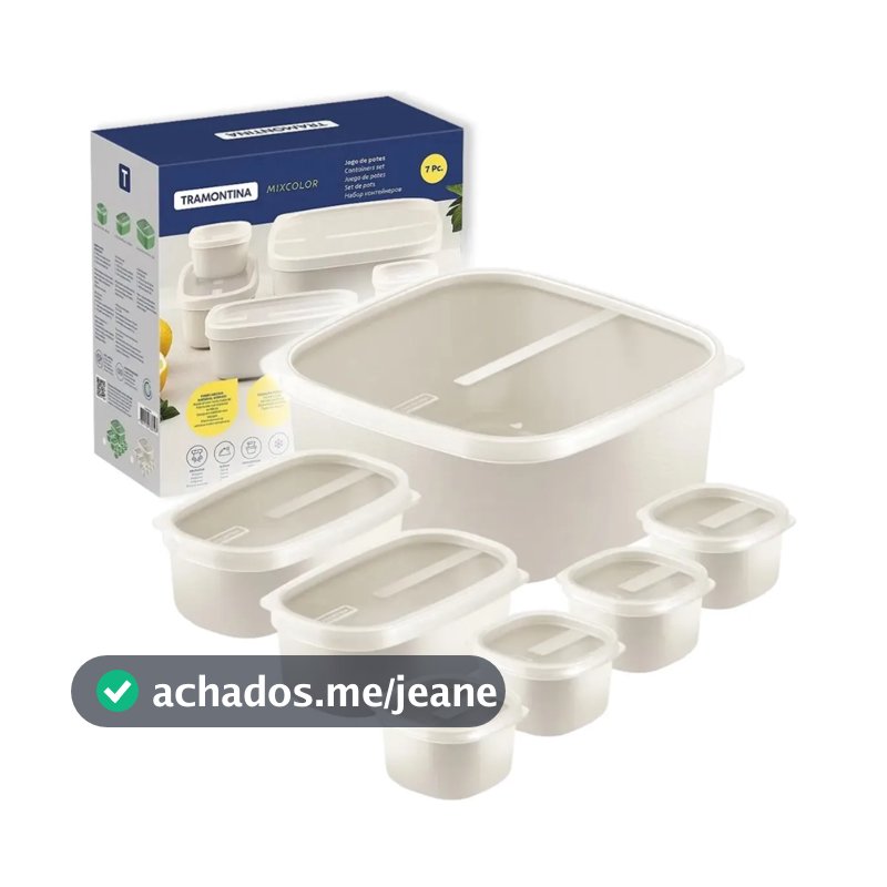 Kit 7 Potes com Tampa de Plástico Tramontina Super Vedação Para Alimentos Vários Tamanhos