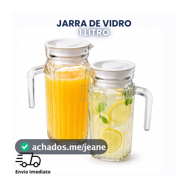 Jarra de Vidro 1 Litro com Tampa Suíça para Água Suco Bebidas 1 ou 2 Unidades