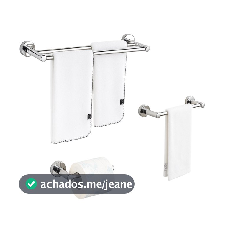 Lumai Kit Suportes de Banheiro 3 Acessórios Toalheiro Duplo - Porta Papel - Toalha de Rosto Aço Inox