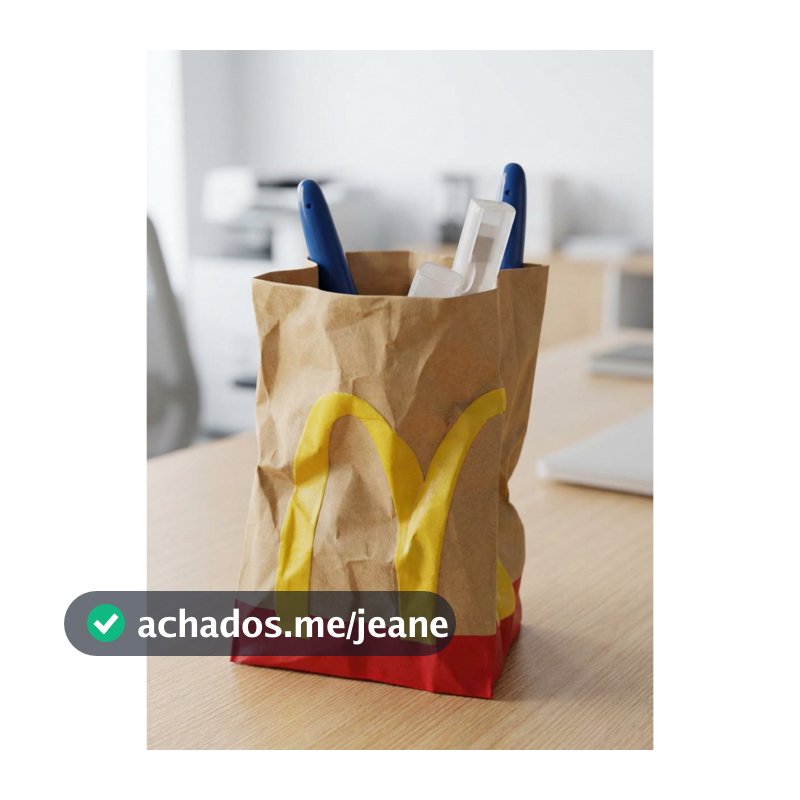 Porta-Canetas Criativo em Formato de Sacola do Mc Donald's | Organizador de Mesa 3D Moderno