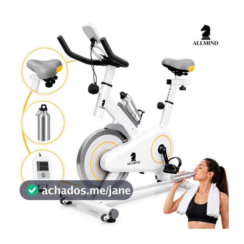 Bike Ergométrica 8kg Fitness Treino musculação Academia 120kg com Painel Digital Squeeze