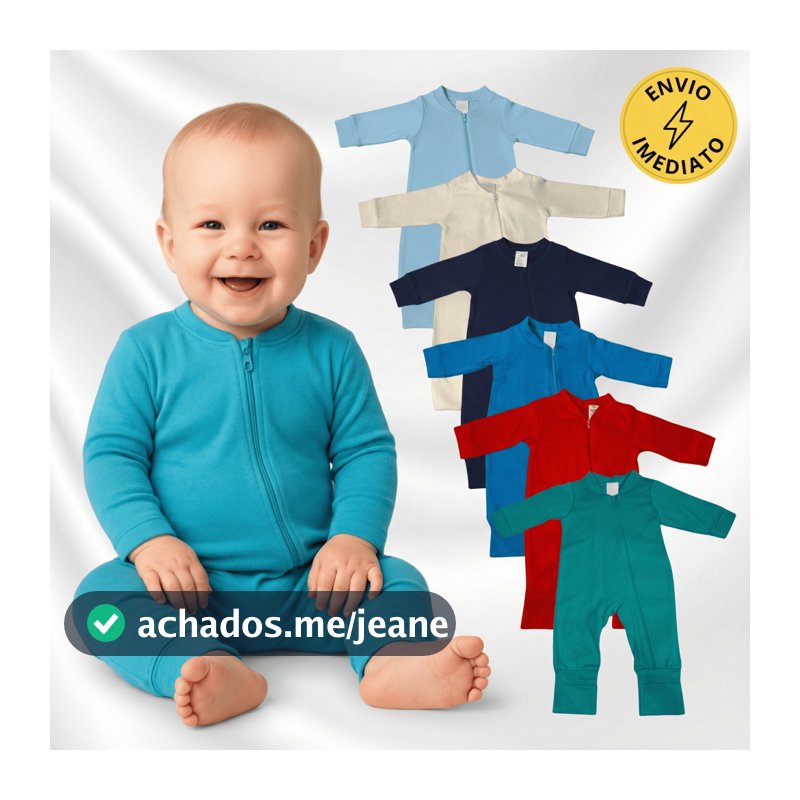 Kit 3 Macacão Liso Bebê Menino Zíper Macacão Bebê Menino Macacão de Bebê Recém Nascido Kit Macacão