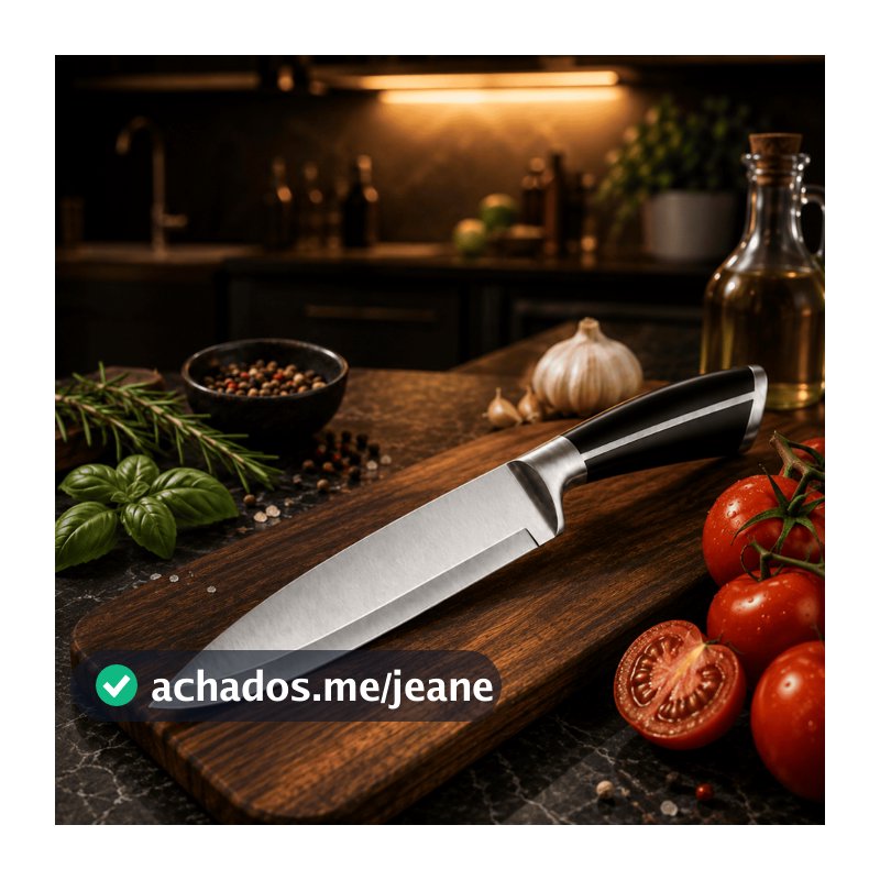 Faca do Chef Profissional Casita 7” Aço Inox 31,5 cm Cabo Emborrachado para Carnes Legumes Frutas Cozinha e Churrasco