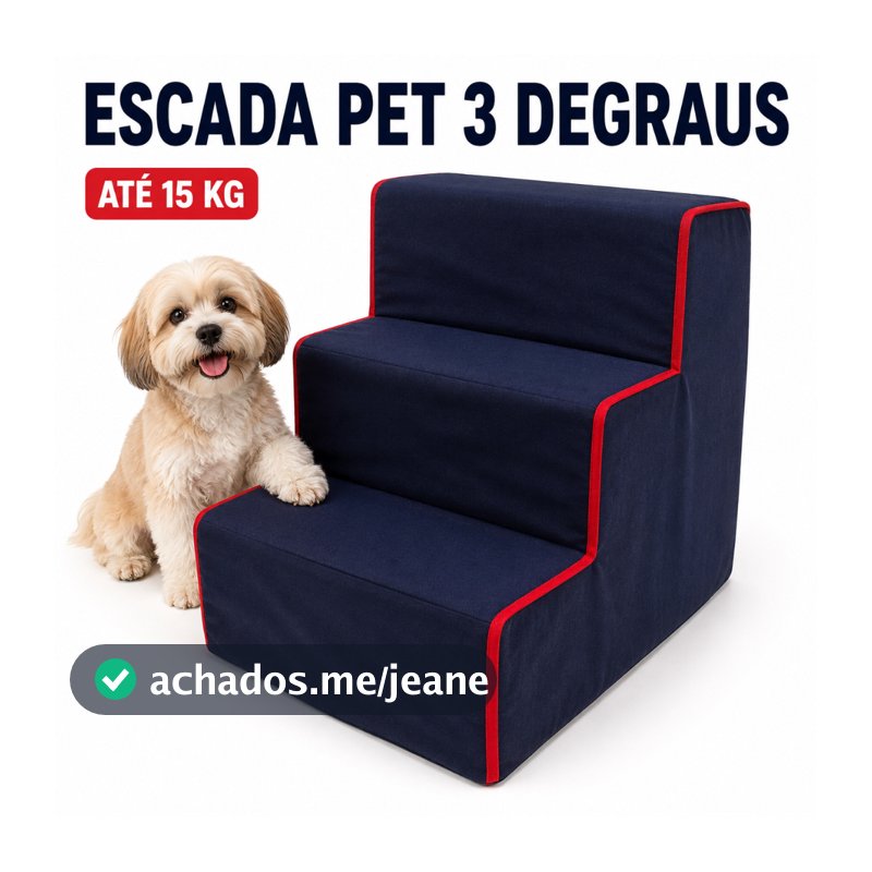 Escada Pet 3 Degraus para Cachorro e Gato Espuma D20 até 15kg para Sofá e Cama