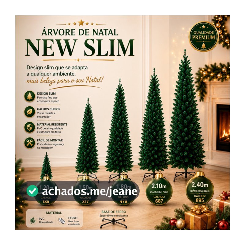 Árvore de Natal Slim Todos os Tamanhos Grande e Cheia imperdivel