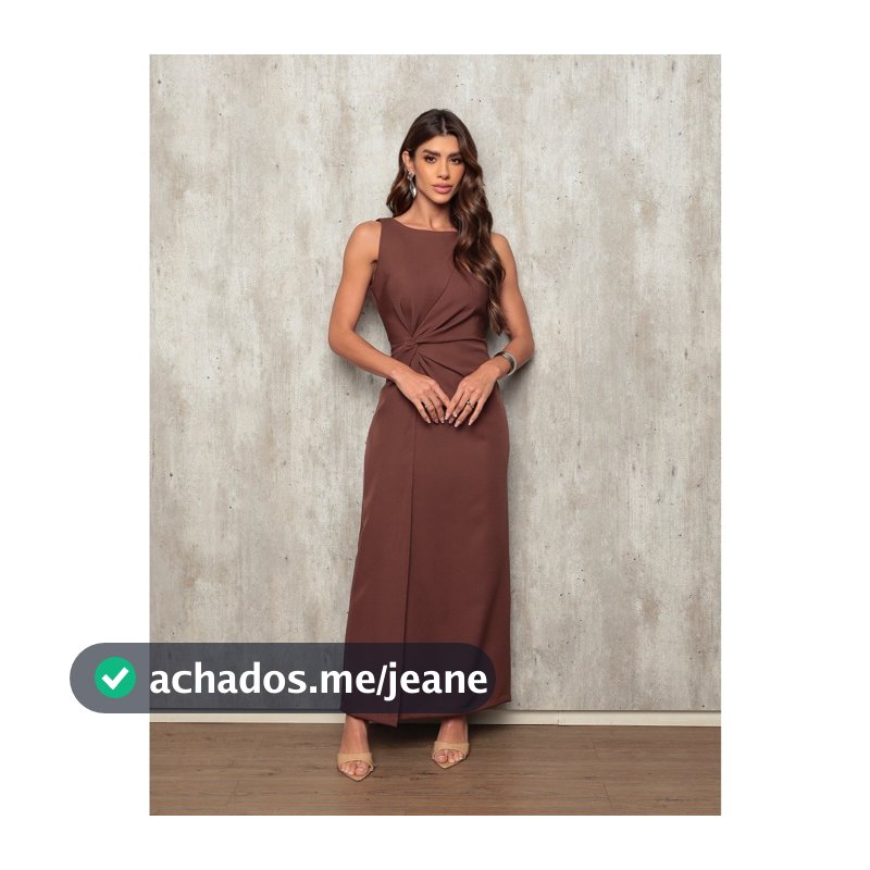 X170 648 Vestido longo elegante transpassado com nó fenda atras