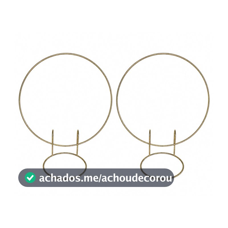Kit 2 Mini Arcos de Mesa 50cm Dourado Suporte Redondo de Ferro para Balões Bexigas Flores Festa Aniversário Chá de Bebê