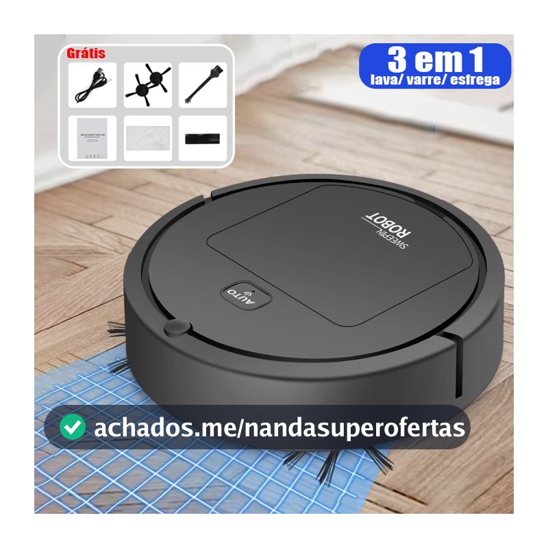 Robô Aspirador Inteligente 3 em 1 Limpeza doméstica Silencioso Casa com Pets E4