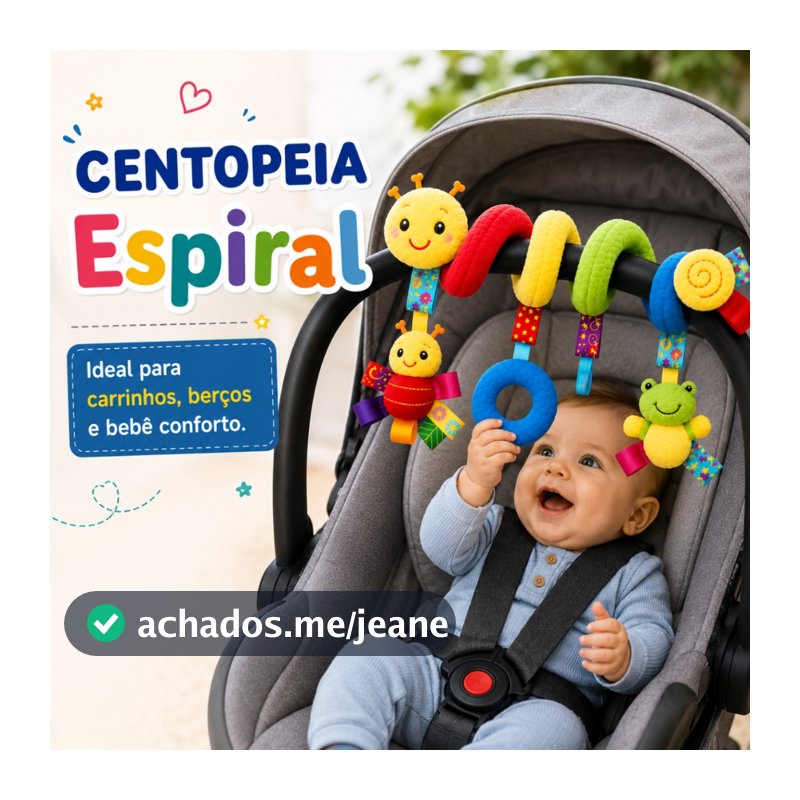 Centopéia Espiral Bichinho Pelúcia Brinquedo Carrinho Berço Bebê Conforto com Chocalho de Pendurar Sensorial