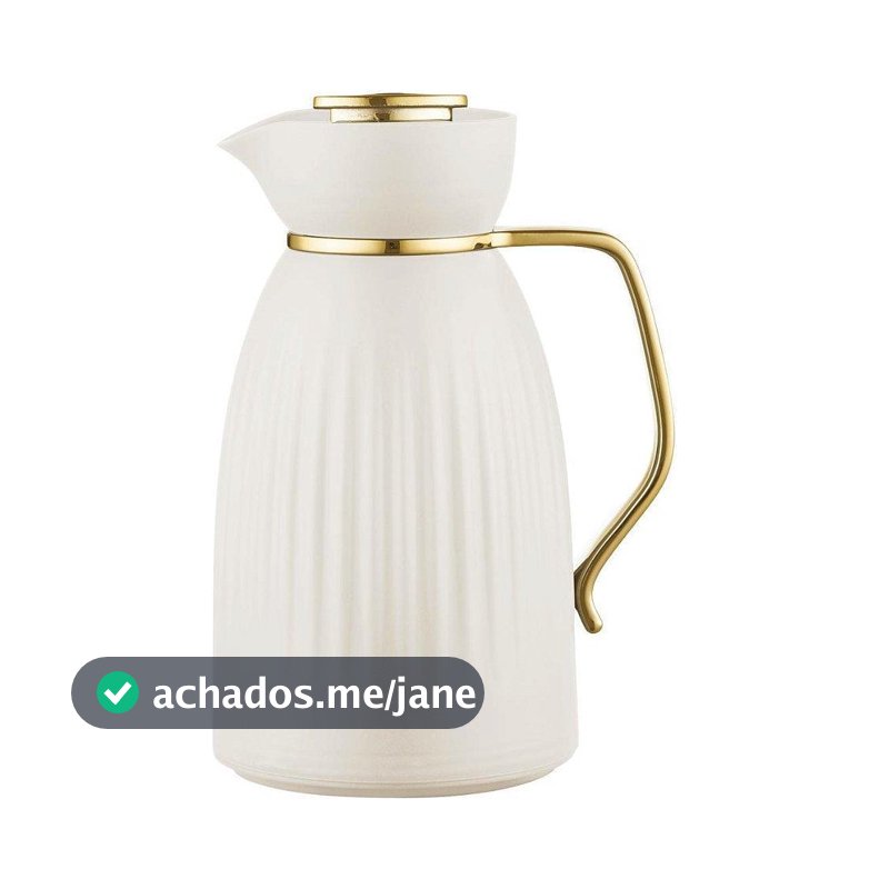 Garrafa Térmica Jade Bege E Dourado Click Tuut 1 Litro Com Design Sofisticado