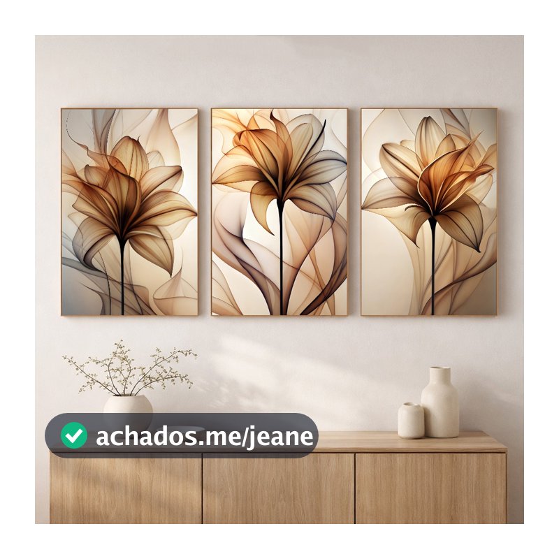 Quadro Decorativo Floral Contemporâneo Com Moldura Decoração Sala Quarto
