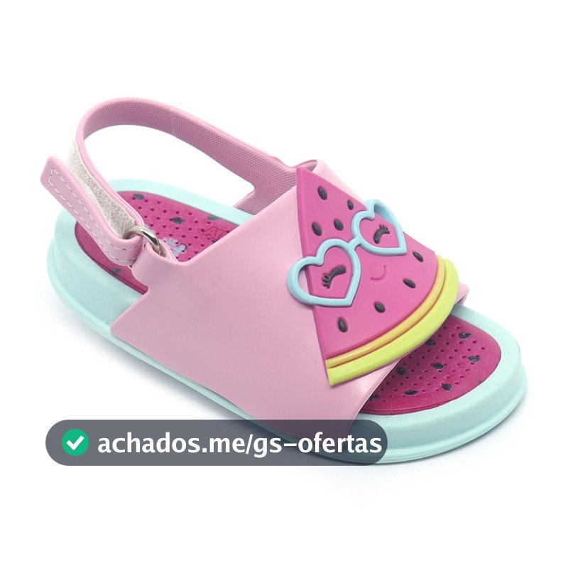 Sandália Infantil Plugt Menina Confortável Melancia Solado Antiderrapante Tiras Seguras Moda Verão