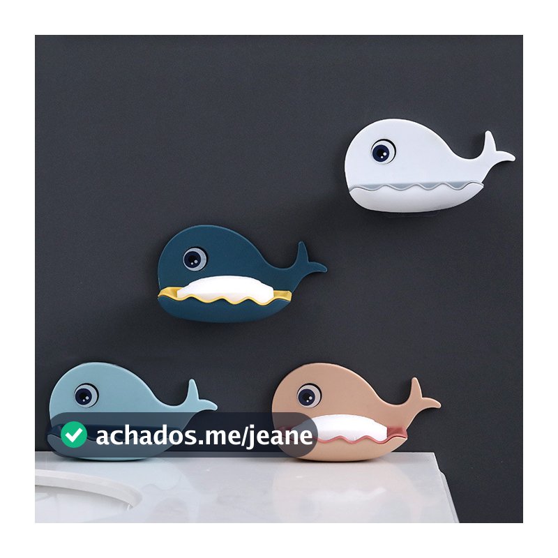 Kit Saboneteira Banheiro Porta Sabonete Baleia Plastico Abs