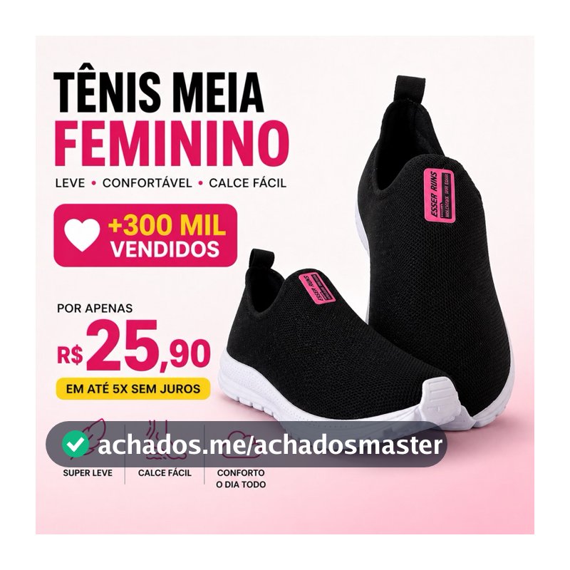 Tênis meia Feminino Promoção para trabalho Escola Academia Passeio Ortopédico Casual Calce facil