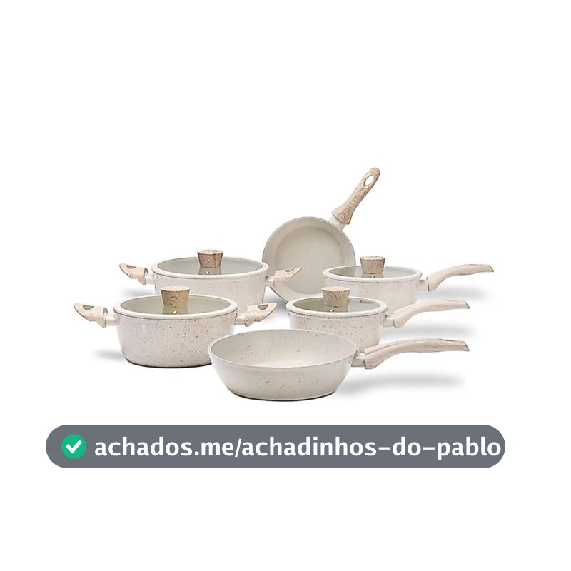 Jogo de Panelas 6 Peças Brinox Antiaderente Ceramic Life Sirius Vanilla e Preto - Com Indução