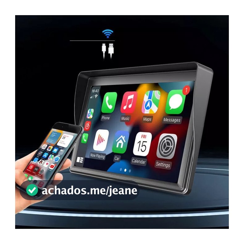 Multimídia Som De Carro Universal Carplay Android e IOS Tela 7 polegada Ventosa Carpei
