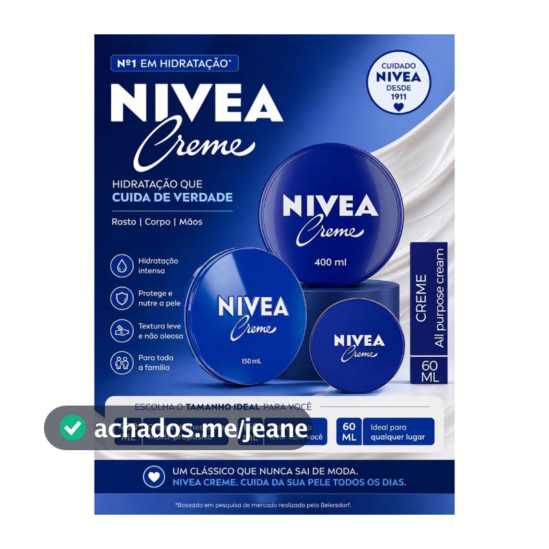 Creme Nivea Hidratante Tamanhos 400/60/150 ML Lata Azul Original