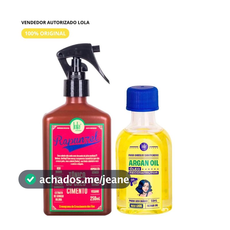 Kit Crescimento e Brilho – Tônico Rapunzel 250ml + Óleo de Argan Oil 50ml Lola Cosmetics