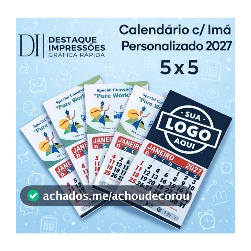 100 Mini Calendários 5x5 com imã  2027