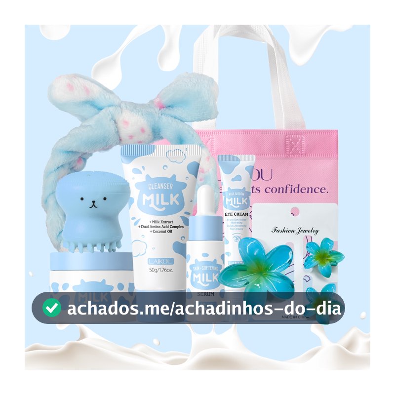 LAIKOU Milk Skincare Kit Com Ferramentas-Conjunto Completo De Cuidados Faciais Creme Hidratante Soro Nutritivo Textura S