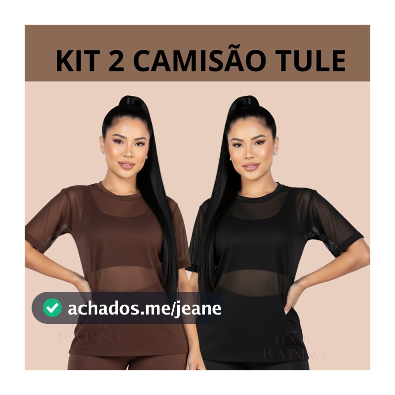 Kit 2 Blusa de Tule Feminina Academia Blusão Transparente Manga Curta Treino Basica Dia a Dia Casual Fitness