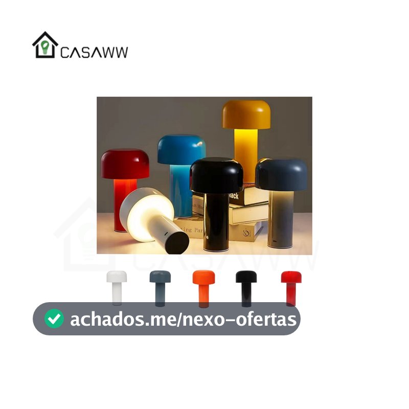Abajur Cogumelo Led Portátil Recarregável Iluminária De Mesa Luz Noturno Design Cinderella Decor