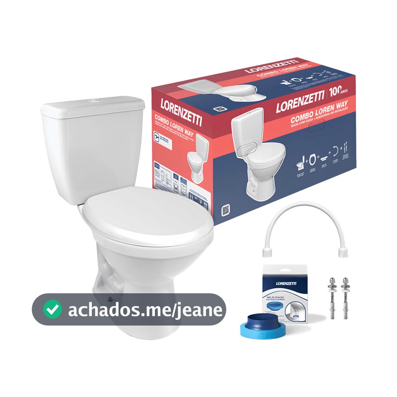 Kit Combo Bacia Vaso com Caixa Acoplada Vaso Loren Way Branco Lorenzetti Acessórios Inclusos