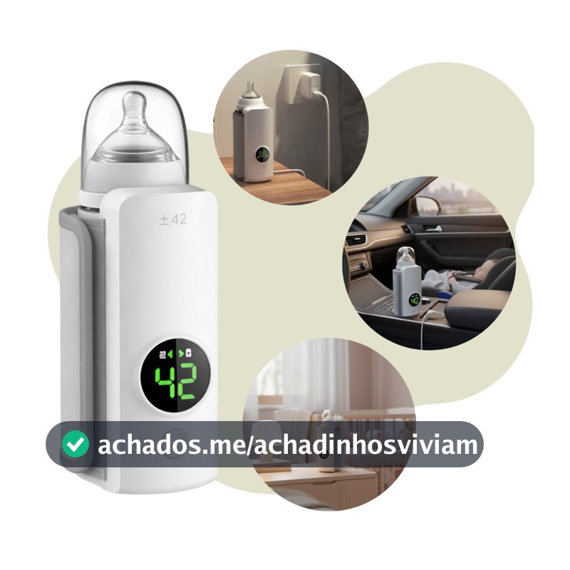 Aquecedor De Mamadeira Portátil Usb Sem Fio Recarregável Display Digital